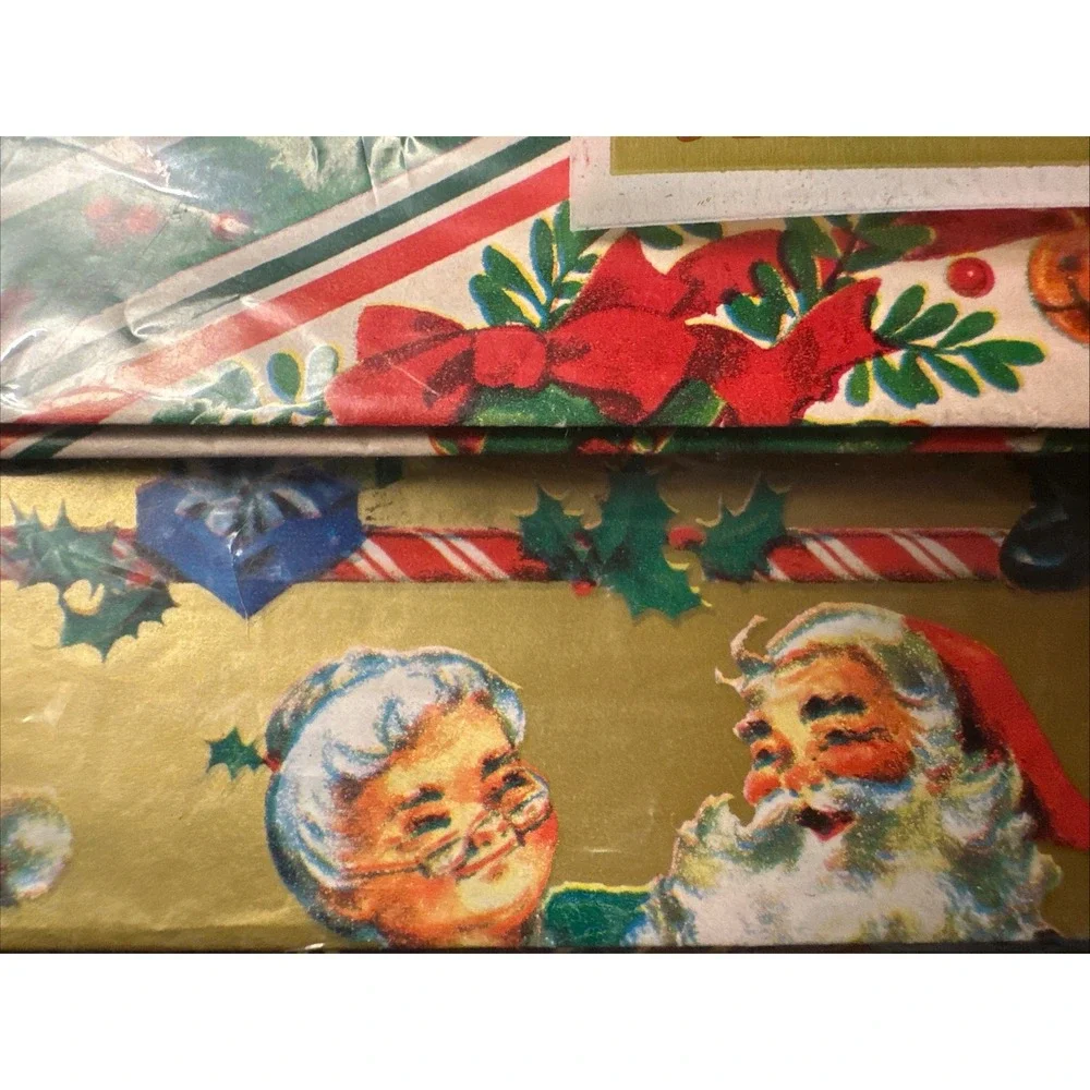 Lot‎ Of Vtg Retro Christmas Wrapping Paper 18 Sheets 9 Fun Patterns! Sealed 75sf